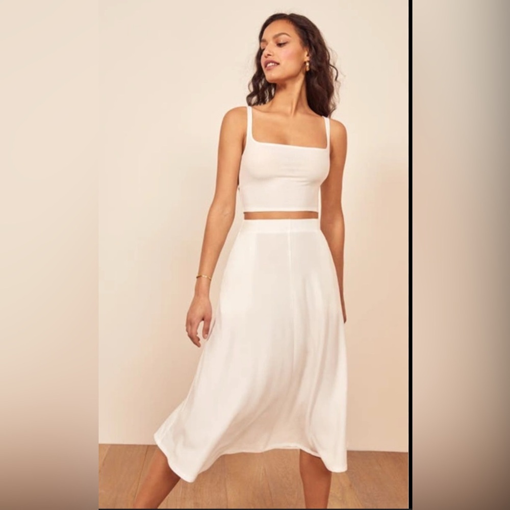 Reformation Molly white skirt and crop top set